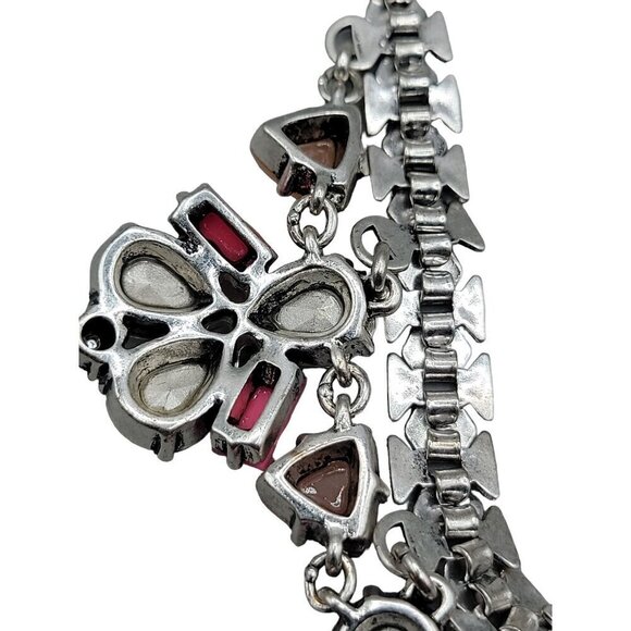 Stella & Dot Callie Statement Necklace 21" Silver Tone Bib Style Rhinestones - Picture 14 of 16